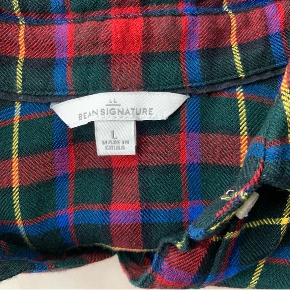 LL Bean Signature Women Size Large Shirt Button Down Top Red Green Flannel - Picture 6 of 7